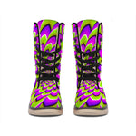 Green Expansion Moving Optical Illusion Winter Boots