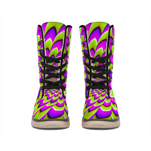 Green Expansion Moving Optical Illusion Winter Boots