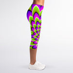 Green Expansion Moving Optical Illusion Women's Capri Leggings