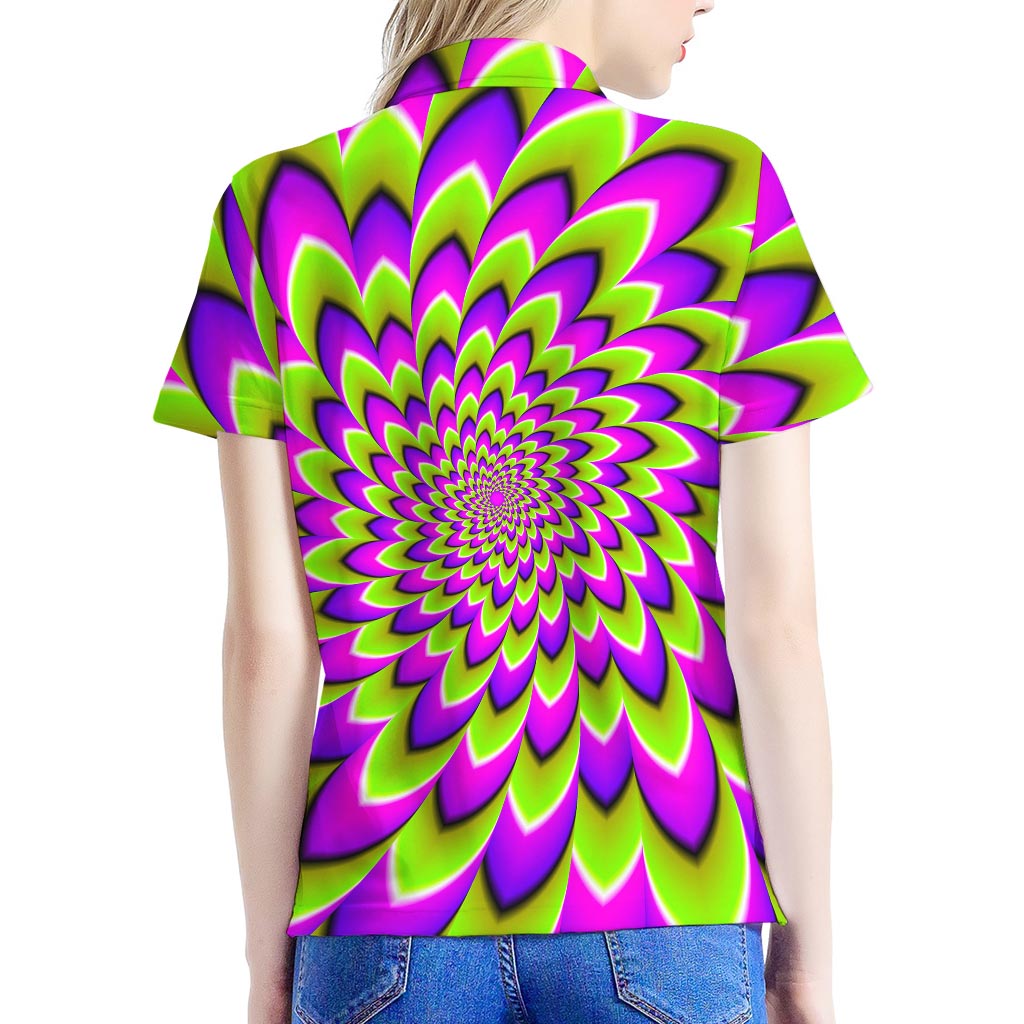 Green Expansion Moving Optical Illusion Women's Polo Shirt