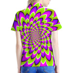 Green Expansion Moving Optical Illusion Women's Polo Shirt