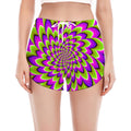 Green Expansion Moving Optical Illusion Women's Split Running Shorts