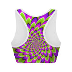 Green Expansion Moving Optical Illusion Women's Sports Bra