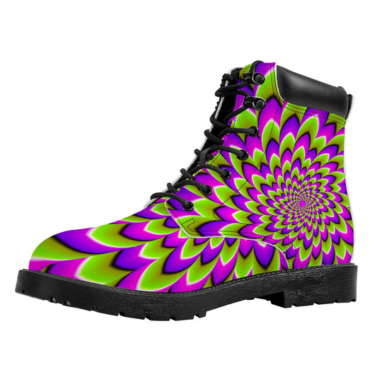 Green Expansion Moving Optical Illusion Work Boots