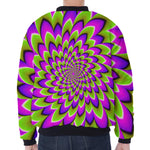 Green Expansion Moving Optical Illusion Zip Sleeve Bomber Jacket