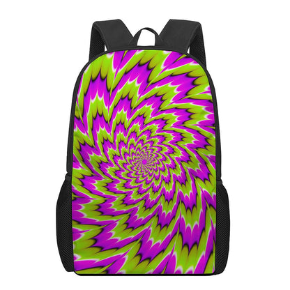 Green Explosion Moving Optical Illusion 17 Inch Backpack