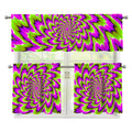 Green Explosion Moving Optical Illusion 3 Piece Kitchen Curtains