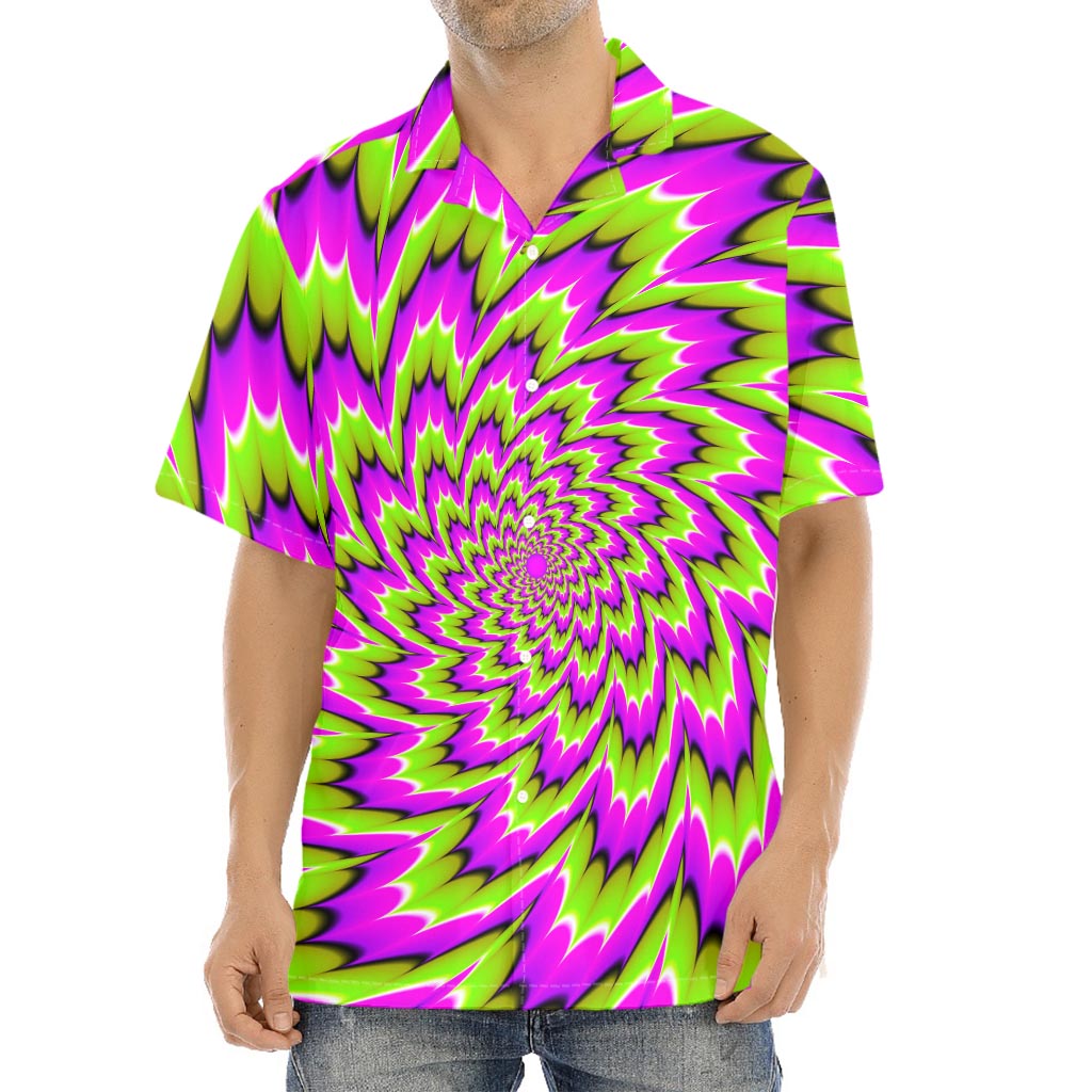 Green Explosion Moving Optical Illusion Aloha Shirt