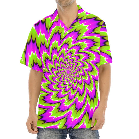 Green Explosion Moving Optical Illusion Aloha Shirt