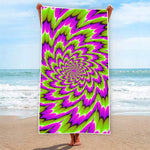 Green Explosion Moving Optical Illusion Beach Towel