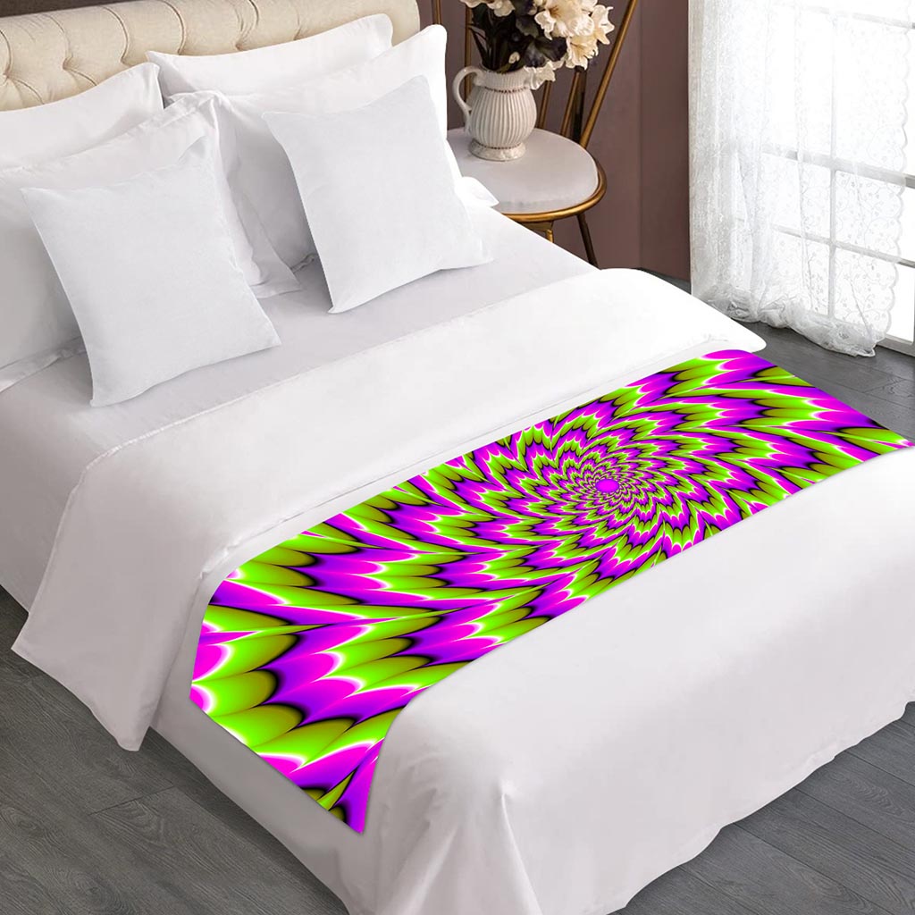 Green Explosion Moving Optical Illusion Bed Runner