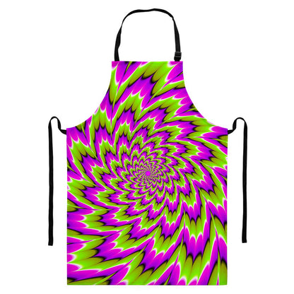 Green Explosion Moving Optical Illusion Bib Apron With Pocket