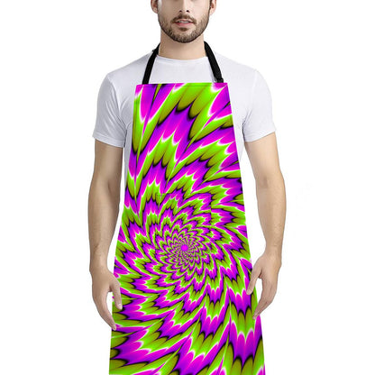 Green Explosion Moving Optical Illusion Bib Apron With Pocket