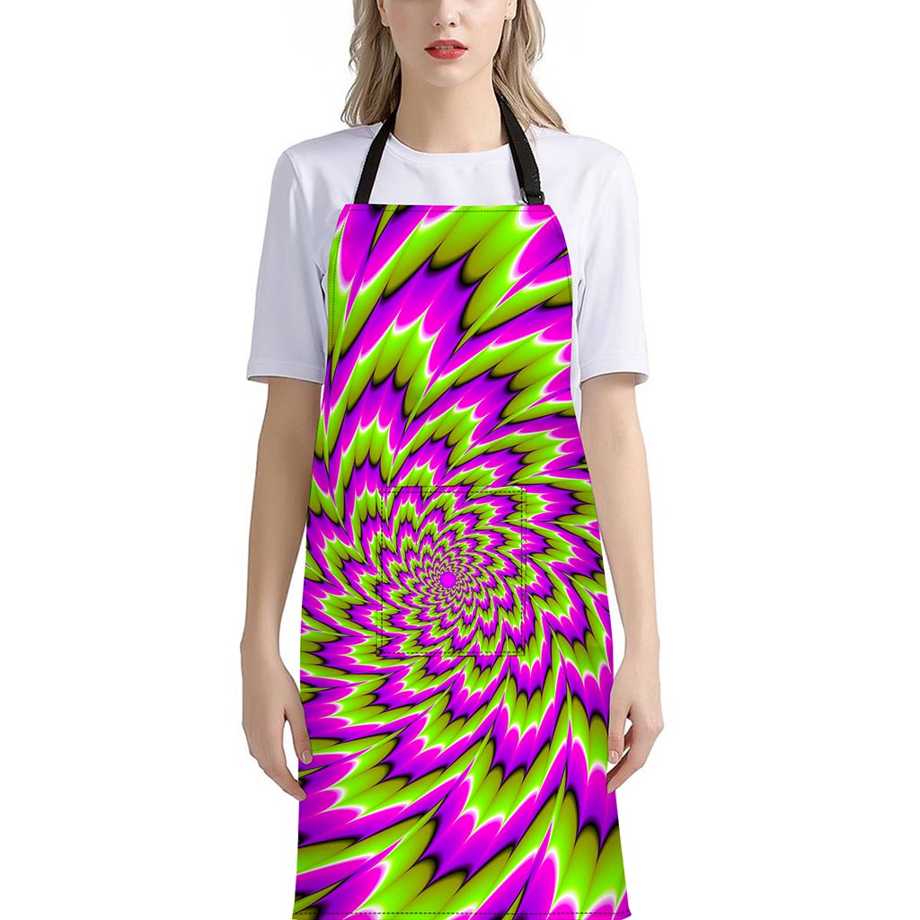 Green Explosion Moving Optical Illusion Bib Apron With Pocket