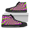 Green Explosion Moving Optical Illusion Black High Top Sneakers
