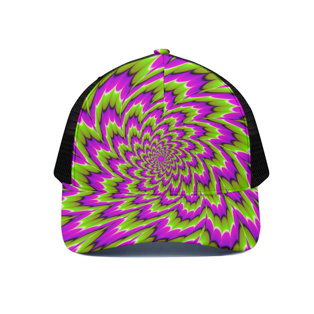 Green Explosion Moving Optical Illusion Black Mesh Trucker Cap