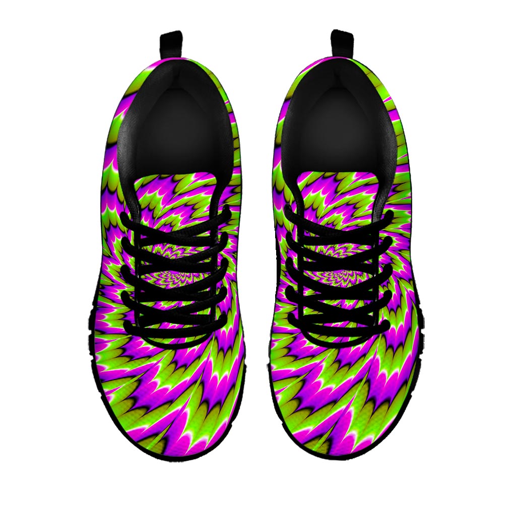 Green Explosion Moving Optical Illusion Black Running Shoes