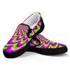 Green Explosion Moving Optical Illusion Black Slip On Sneakers
