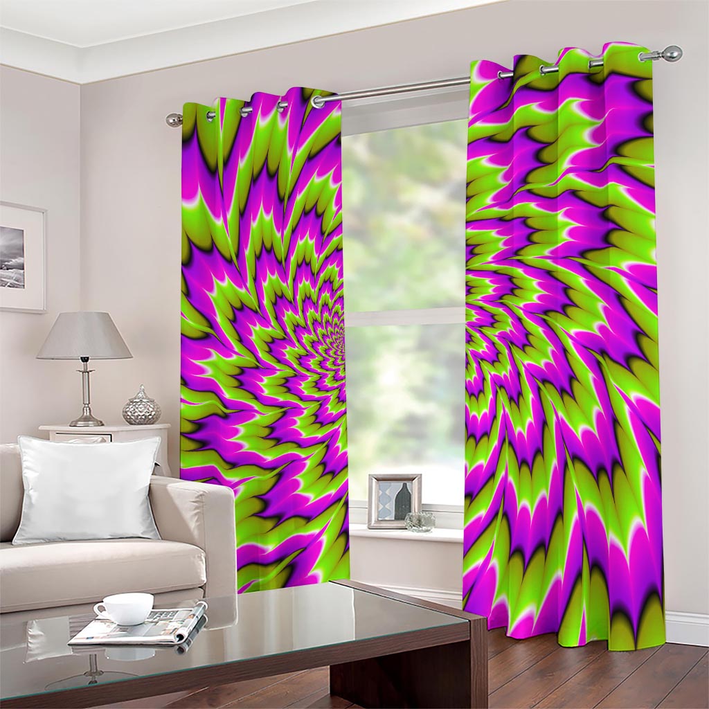 Green Explosion Moving Optical Illusion Blackout Grommet Curtains