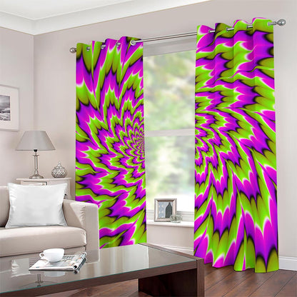 Green Explosion Moving Optical Illusion Blackout Grommet Curtains