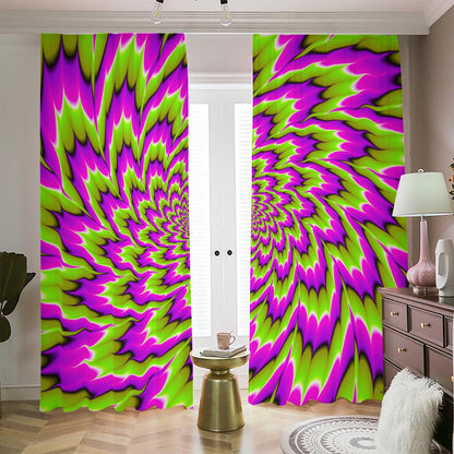 Green Explosion Moving Optical Illusion Blackout Pencil Pleat Curtains