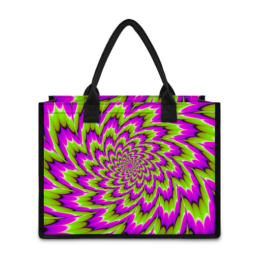 Green Explosion Moving Optical Illusion Canvas Tote Bag