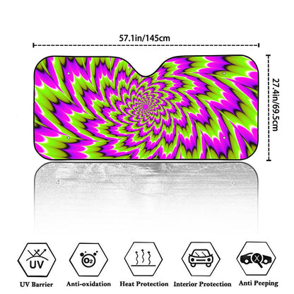 Green Explosion Moving Optical Illusion Car Windshield Sun Shade