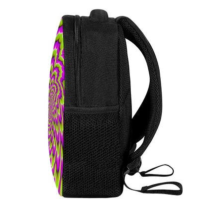 Green Explosion Moving Optical Illusion Casual Backpack