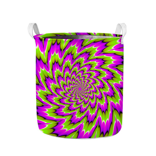 Green Explosion Moving Optical Illusion Collapsible Laundry Basket