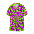 Green Explosion Moving Optical Illusion Cotton Hawaiian Shirt