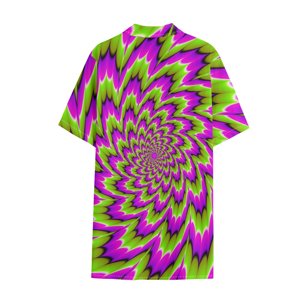 Green Explosion Moving Optical Illusion Cotton Hawaiian Shirt