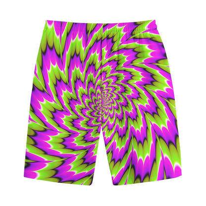 Green Explosion Moving Optical Illusion Cotton Shorts
