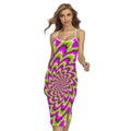 Green Explosion Moving Optical Illusion Cross Back Cami Dress