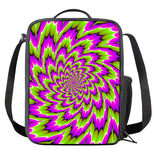 Green Explosion Moving Optical Illusion Crossbody Lunch Bag