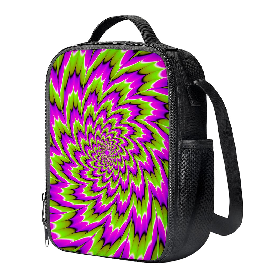Green Explosion Moving Optical Illusion Crossbody Lunch Bag