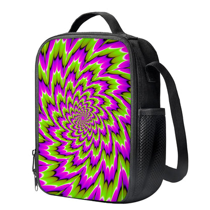 Green Explosion Moving Optical Illusion Crossbody Lunch Bag