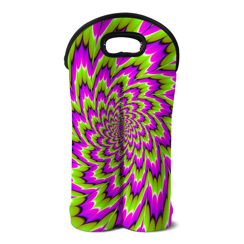 Green Explosion Moving Optical Illusion Double Neoprene Wine Tote