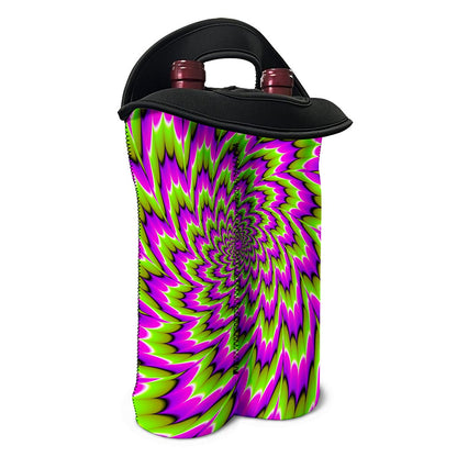 Green Explosion Moving Optical Illusion Double Neoprene Wine Tote