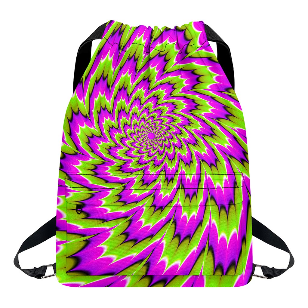 Green Explosion Moving Optical Illusion Drawstring Backpack