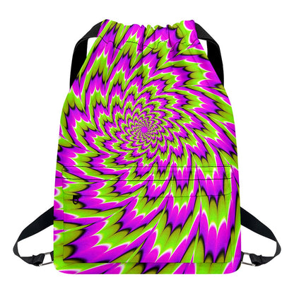 Green Explosion Moving Optical Illusion Drawstring Backpack