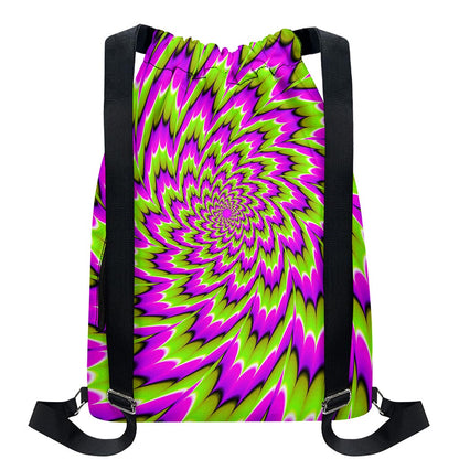 Green Explosion Moving Optical Illusion Drawstring Backpack