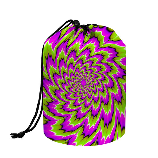 Green Explosion Moving Optical Illusion Drawstring Makeup Bag