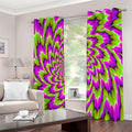 Green Explosion Moving Optical Illusion Extra Wide Grommet Curtains