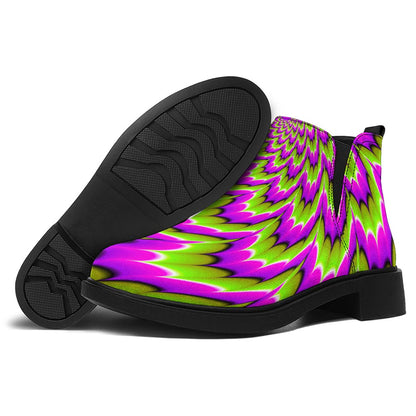 Green Explosion Moving Optical Illusion Flat Ankle Boots