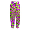 Green Explosion Moving Optical Illusion Fleece Lined Knit Pants