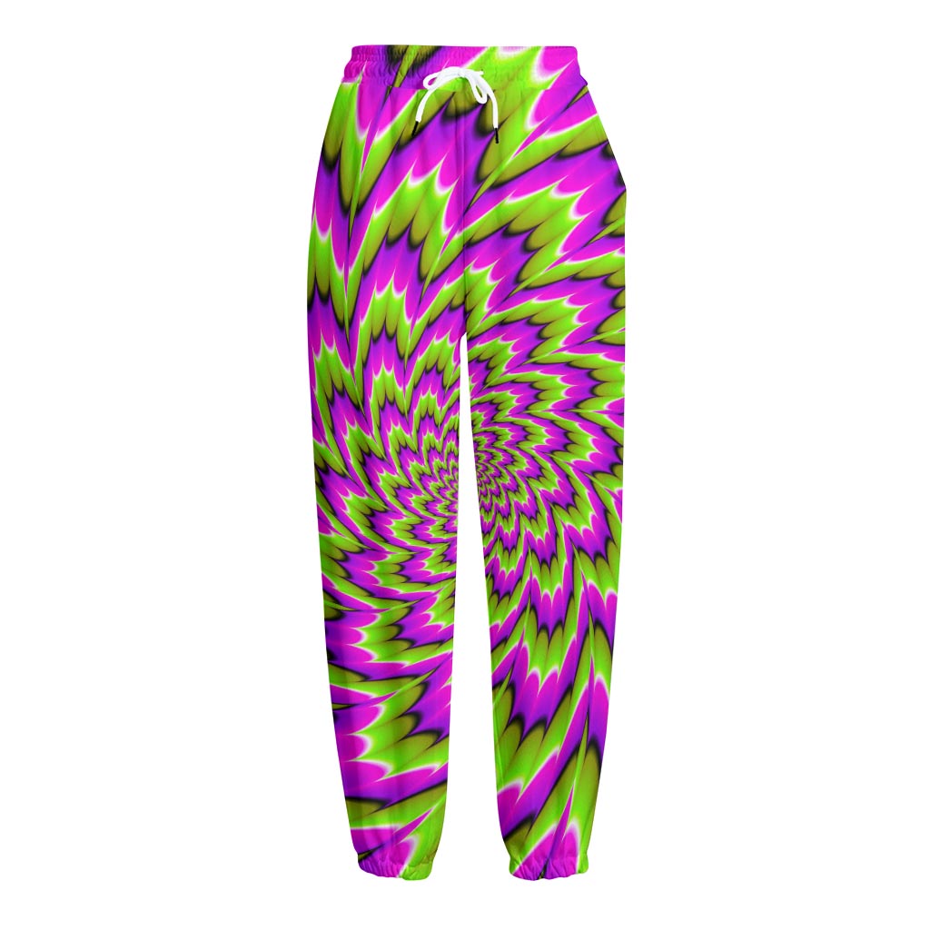 Green Explosion Moving Optical Illusion Fleece Lined Knit Pants