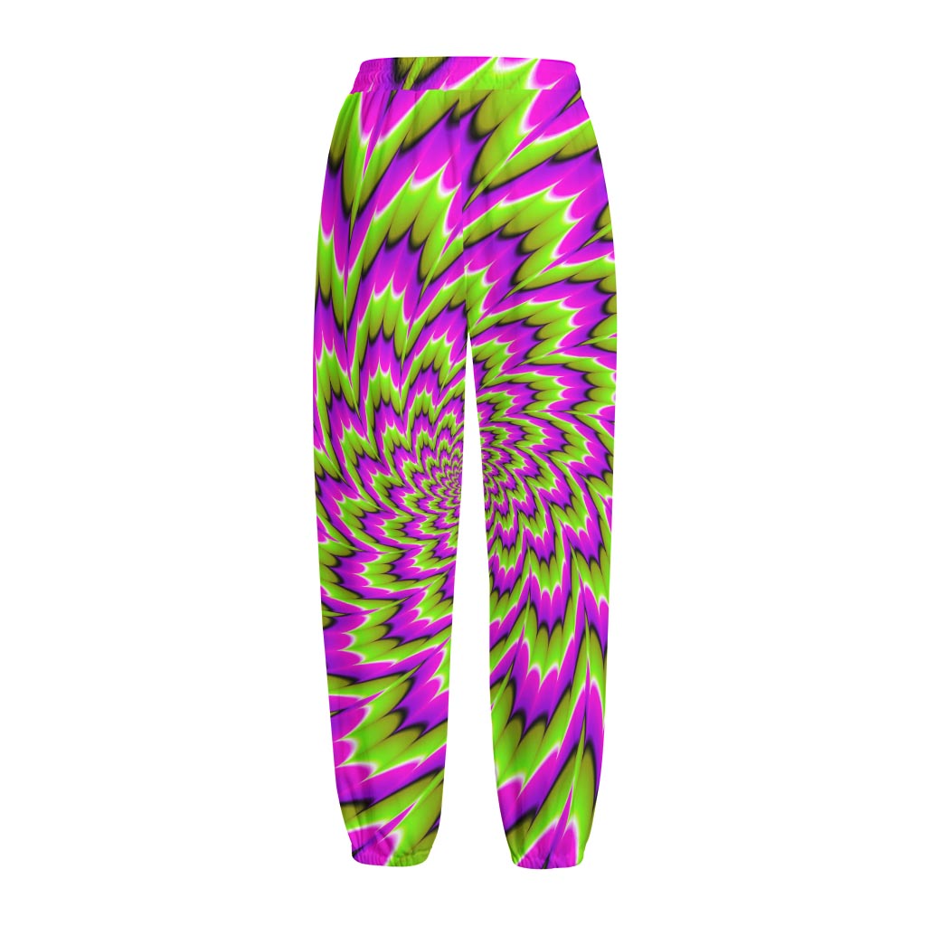 Green Explosion Moving Optical Illusion Fleece Lined Knit Pants
