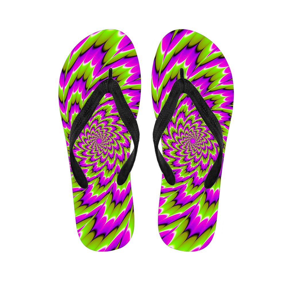 Green Explosion Moving Optical Illusion Flip Flops