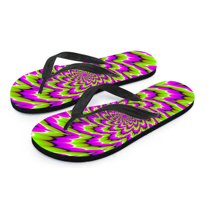 Green Explosion Moving Optical Illusion Flip Flops