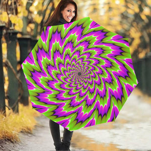 Green Explosion Moving Optical Illusion Foldable Umbrella